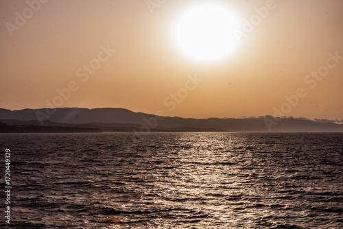 Evening sun above Zakynthos island, Greece