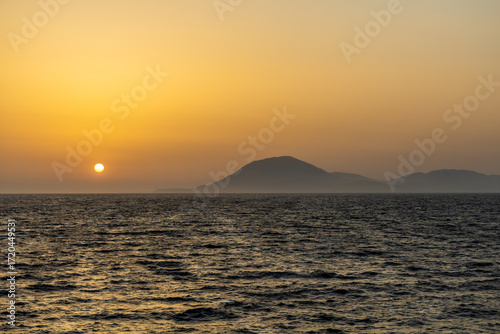 Evening sun above Cephalonia island, Greece