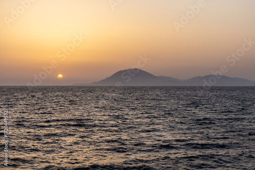 Evening sun above Cephalonia island, Greece