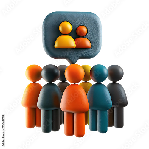 3d icon people png social group symbol png digital isolated on white background, png, ai generated