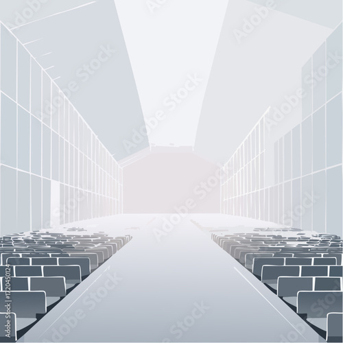 Modern Minimalist Architectural Interior: White Runway and Seating