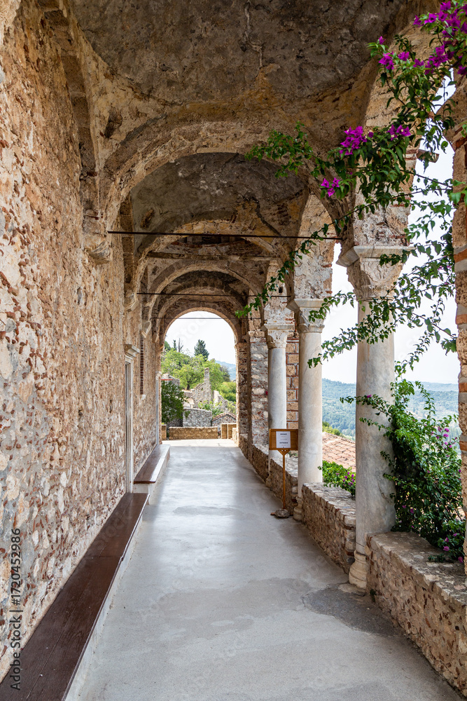 Fototapeta premium Archway at Pantanassa Monastery at Mystras on Peloponnese peninsula, Greece