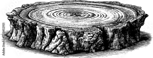 Vintage engraved seamless background of tree rings for design