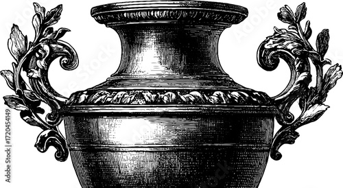 Elegant vintage illustration of an ancient amphora vessel with ornate handles for design and decor