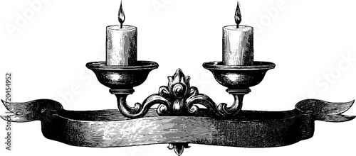 Ornate candlestick with holder design for vintage decor and retro art