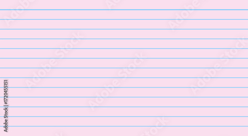 Pink sheet of paper with blue horizontal lines, resembling lined paper or an index card.