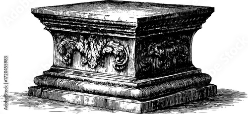 Vintage architectural column base sketch - sturdy support engraving for design projects