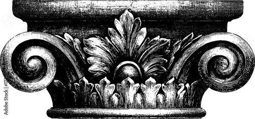 Vintage cornice architectural moulding design hand drawn sketch for decoration and restoration