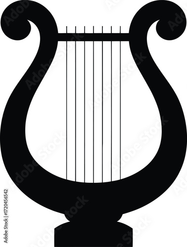Harp Icon Vector Illustration: Musical Instrument, Stringed Instrument, Classical Design