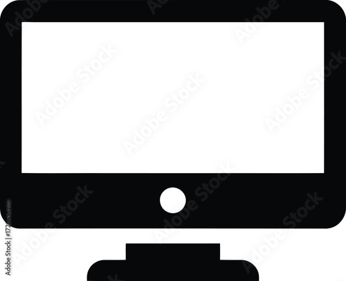 Black Silhouette of a Computer Monitor on Transparent Background for Technology Designs