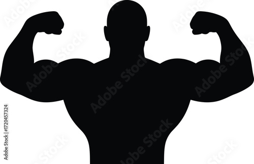 Bodybuilder Silhouette Icon for Fitness, Strength Training, and Muscular Physique Concepts