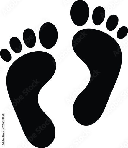 Footprints Icon for Walking, Tracking, and Human Presence in Nature and Footwear Concepts