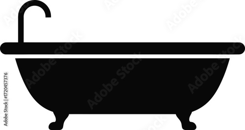 Modern Bathtub Icon for Bathroom Fixtures and Plumbing Services in Home Interior Design
