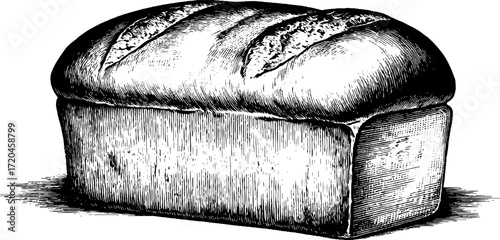 Hand drawn vintage loaf of bread with rounded top for culinary design and decor