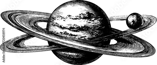 Vintage hand drawn illustration of mars with surface markings for design