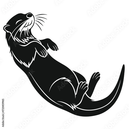 Otter resting belly up silhouette