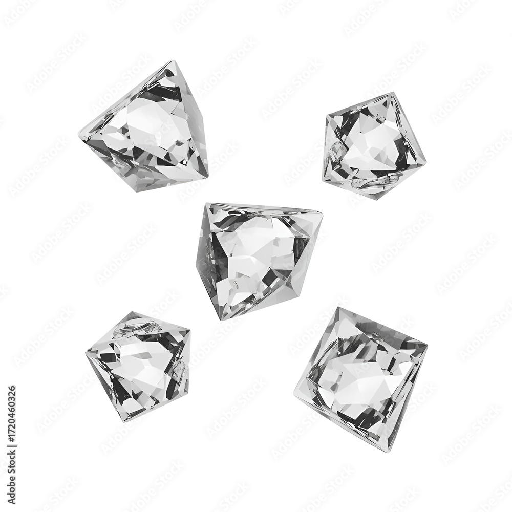 Fototapeta premium Floating crystal tetrahedrons with sharp transparent edges.