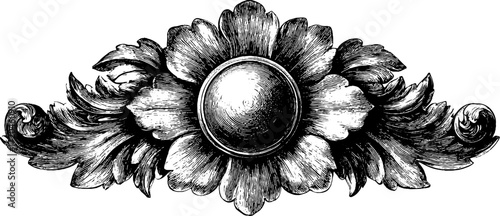 Vintage decorative rosette motif with intricate floral design for elegant decor projects