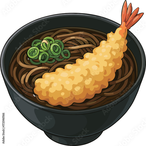 天ぷらそばのイラスト