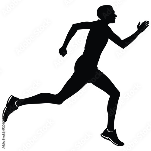 Runner leaping across ditch silhouette