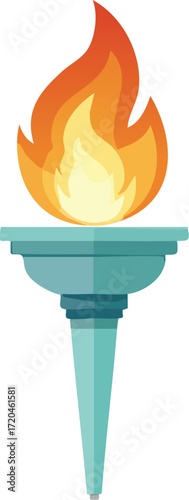 A flaming torch, symbolizing the Olympics, victory, and liberty. An isolated vector icon for sports and achievement concepts. Generative AI
