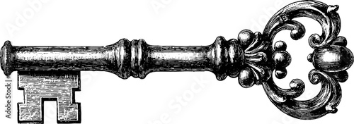 Vintage skeleton key illustration - antique design for retro decor and historical appreciation