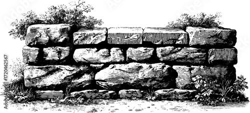 Vintage stone masonry wall texture design for retro art and decor