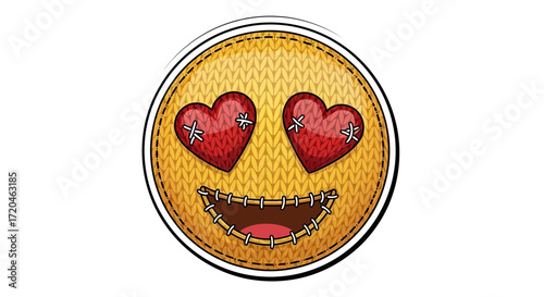 Heart-Eyed Emoji Patch A Stitched Expression of Love and Affection