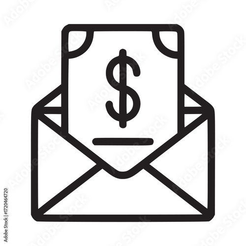Vector art of money in envelope icon symbol of payment, salary, income, investment, and finance perfect for business, banking, and personal use in presentations and designs