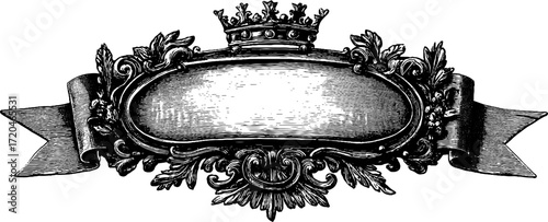 Vintage oval frame and rectangular border set for design and decoration