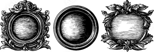 Elegant baroque medallion frames set for decorative design and craft projects