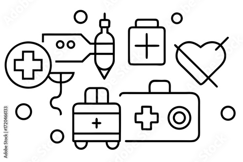 Simple Healthcare & Medical Line Art Icons Vector Illustration