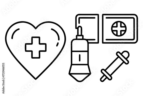 Simple Healthcare & Medical Line Art Icons Vector Illustration