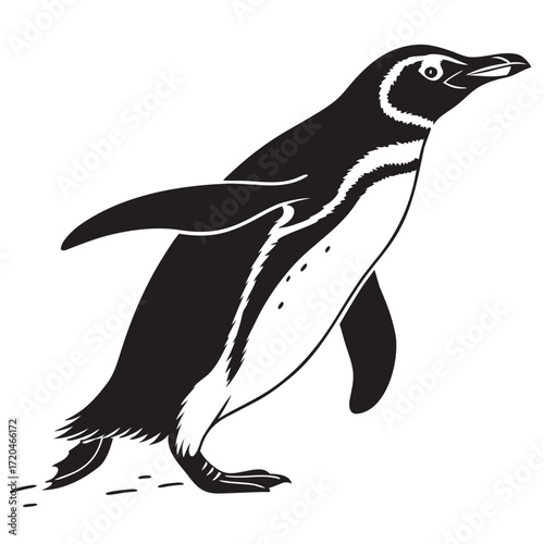 Penguin sliding headfirst silhouette