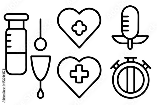 Simple Healthcare & Medical Line Art Icons Vector Illustration