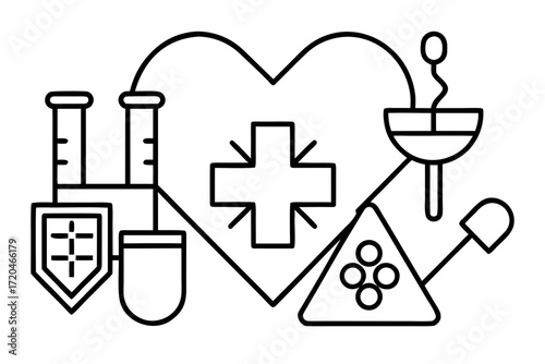 Simple Healthcare & Medical Line Art Icons Vector Illustration