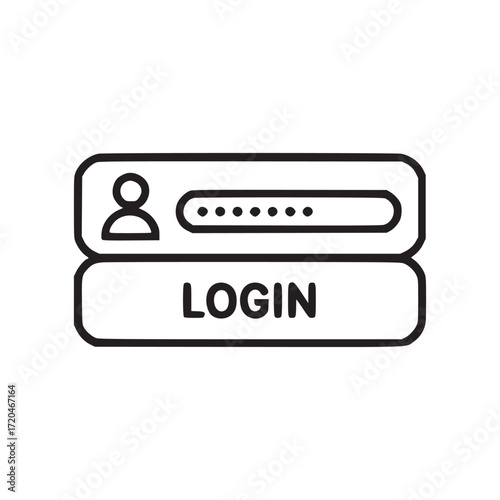 Vector art of login icon a simple and clean design featuring a username and password field, perfect for illustrating user authentication and secure access in digital interfaces