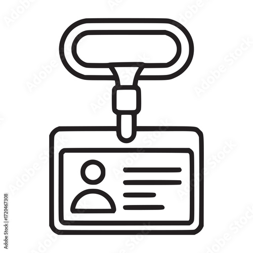 Vector art of identification badge icon a clear and concise representation of an id card, ideal for illustrating identity verification, employee access, and security protocols in various contexts