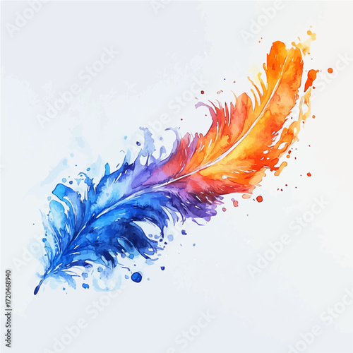 Feather Boa, watercolor illustration vector, isolated on a white background.