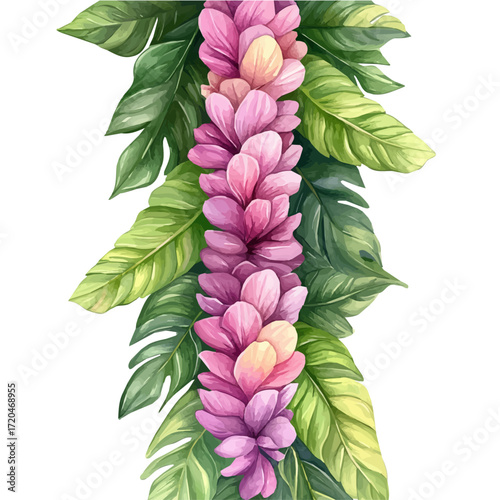 Feather Boa, watercolor illustration vector, isolated on a white background.