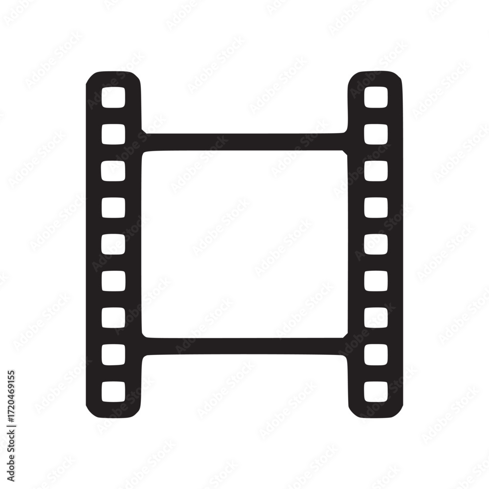 Obraz premium Vector art of a simple line art illustration of a film strip, , ideal for representing movies, cinema, photography, or the entertainment industry in a clean and modern style