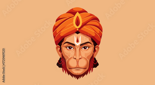 Illustration of hindu god hanuman wearing a turban.