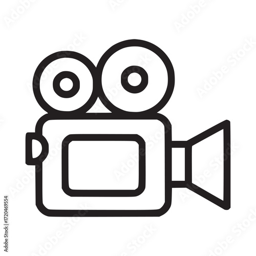 Vector art of a simple line drawing of a vintage movie camera, perfect for adding a touch of nostalgia and creativity to your designs, representing the art of filmmaking and visual storytelling