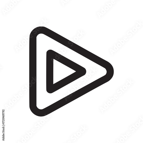 Vector art of minimalist play button icon with a triangular shape, the clean and simple design is perfect for representing media playback, video, or audio content in a modern and userfriendly interfac