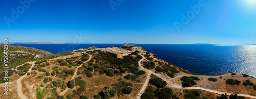 Poseidon temple in Athens, greece, View from the sea