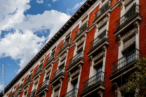 Photography old brick building in barcelona spain