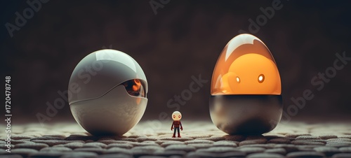 Tiny figures from life egg, ai generative