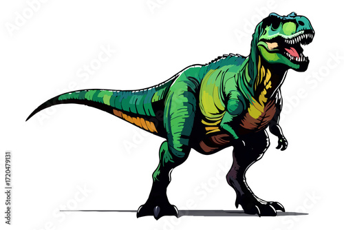 Green Tyrannosaurus Rex Standing Isolated

