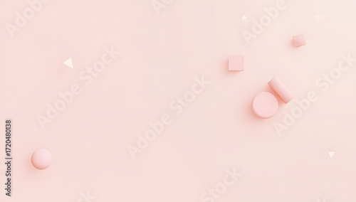 Fototapeta Naklejka Na Ścianę i Meble -  Modern Geometric Composition with Cylinders and Cubes in Light Pink