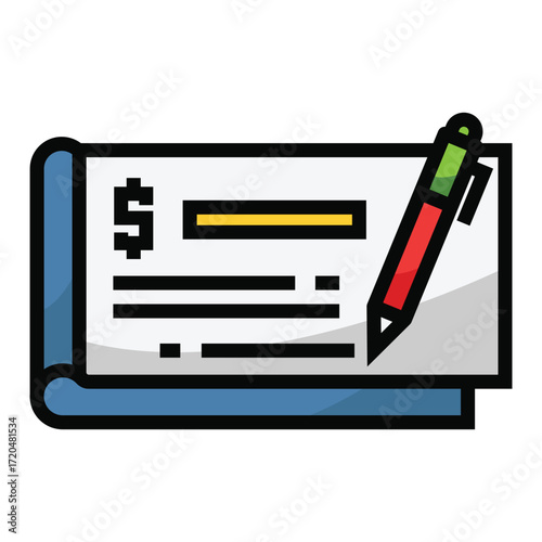 A check with a pen being used to write on it